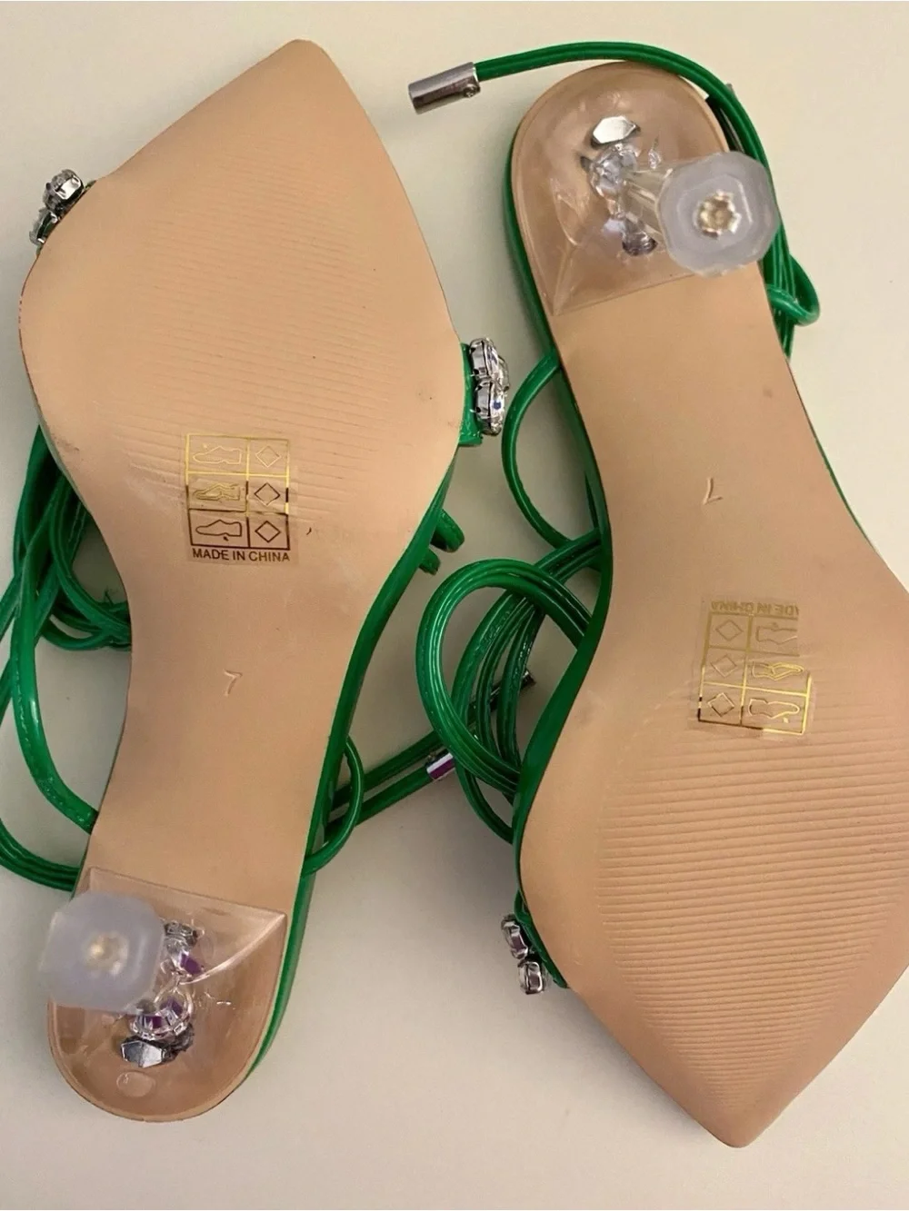 Vivianly Green Wrap-Ankle Crystal-Embellished Stiletto Sandals